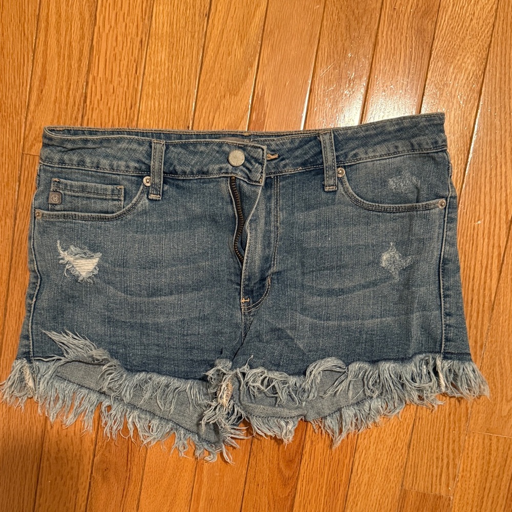 Just USA Blue Frayed Jean Shorts